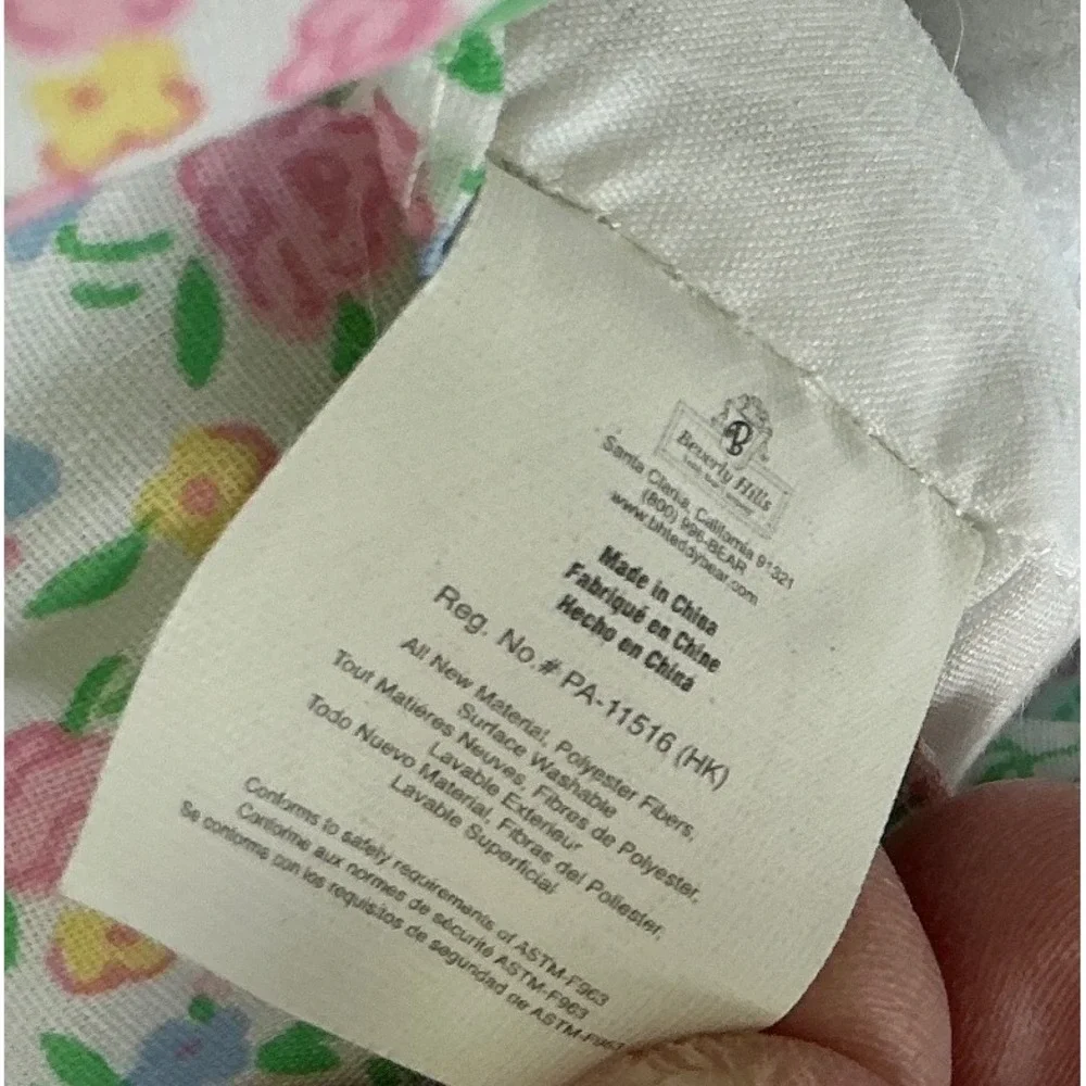 Precious Moments Y2K April Birthday Cloth Doll Floral Dress Teal Apron 12